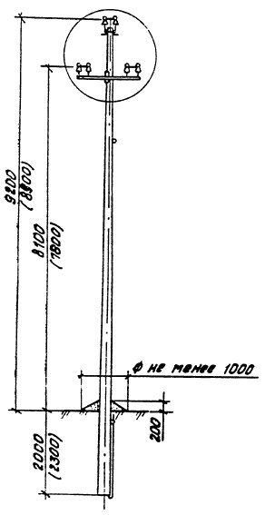 Промежуточная опора ЛЭП П10-4 (типовой проект 3.407.1-143.2.6)