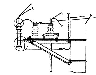 Установка разъединителя и кабельной муфты КРМ-2 для концевой опоры (типовой проект 3.407.1-143.2.22)