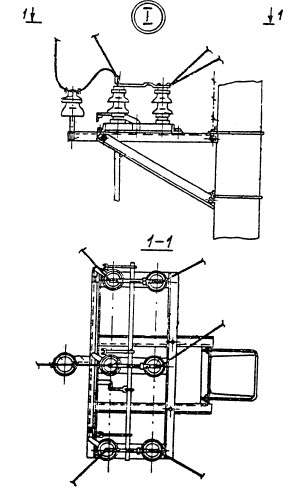 Установка разъединителя АР-1 для анкерной опоры (типовой проект 3.407.1-143.1.23)