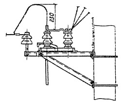 Установка разъединителя ПР-3 для промежуточной опоры П10-5 (типовой проект 3.407.1-143.3.14)