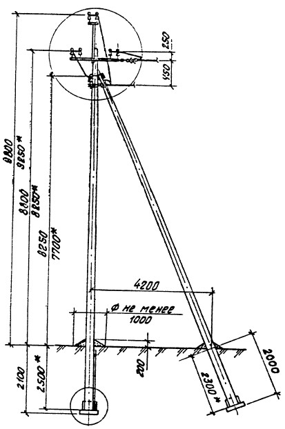 Ответвительная анкерная опора ЛЭП ОА10-2 (типовой проект 3.407.1-143.2.8)