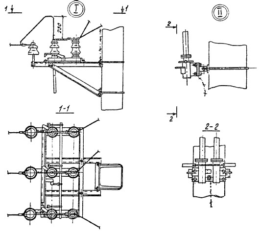 Установка разъединителя ПР-1 для промежуточной опоры при ответвлении к подстанции (типовой проект 3.407.1-143.1.21)