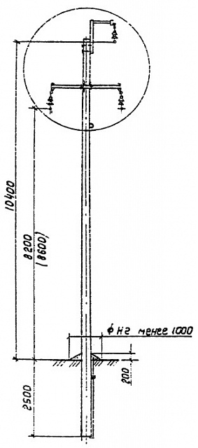 Промежуточная опора ЛЭП П10-5 (типовой проект 3.407.1-143.3.5)