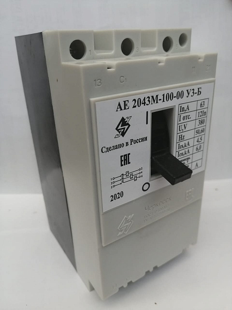 Выключатель автоматический АЕ 2043М-100-00У3-Б-10А-12In