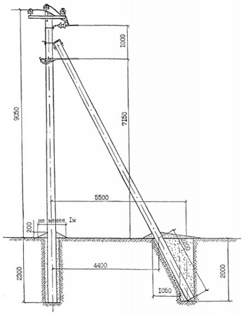 Ответвительная анкерная опора ЛЭП ОАБ10/0,4-8 (типовой проект Л62-99 18 (Арх. 19.0157))