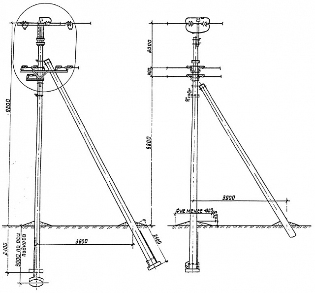 Угловая анкерная опора ЛЭП УА10/0,38 (типовой проект 3.407.1-143.1.19)
