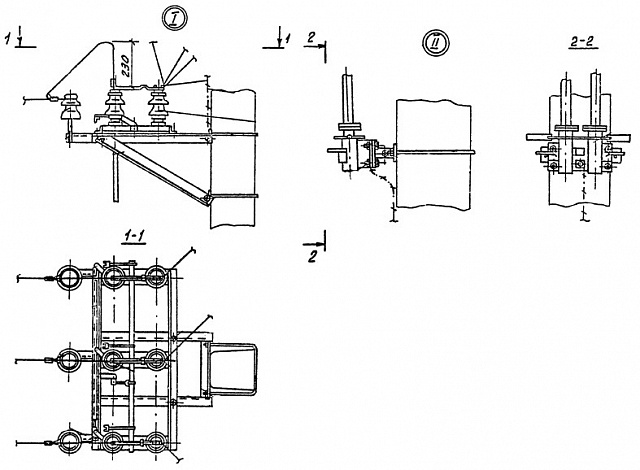 Установка разъединителя ПР-2 для промежуточной опоры П10-4 (типовой проект 3.407.1-143.2.16)